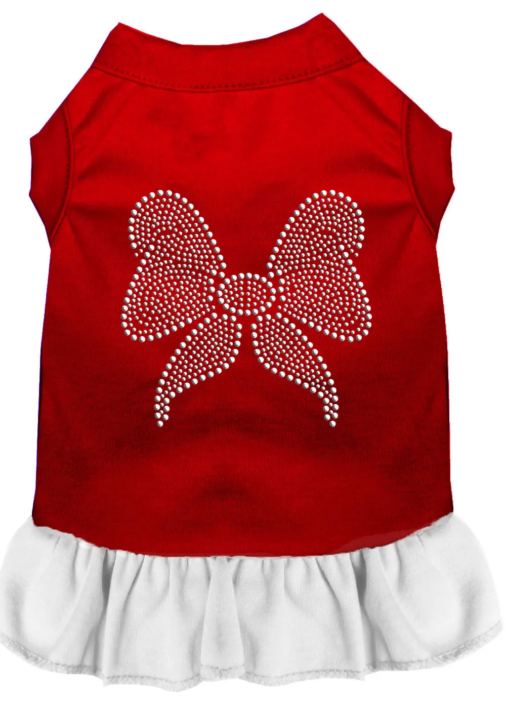 Rhinestone Bow Dress Red With White Xxxl