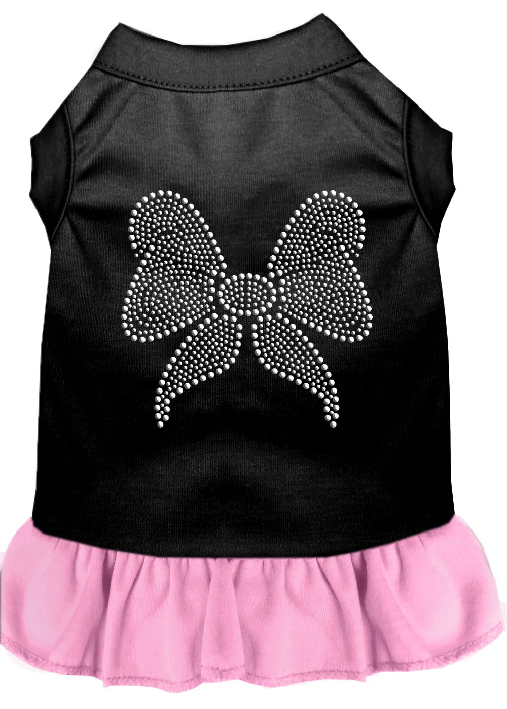 Rhinestone Bow Dresses Black With Light Pink Xs