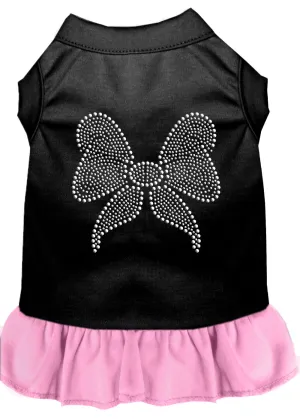 Rhinestone Bow Dresses Black With Light Pink Xs