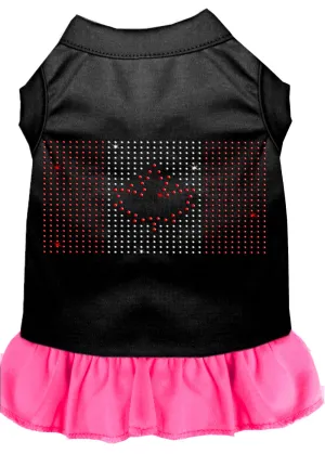 Rhinestone Canadian Flag Dress Black With Bright Pink Med