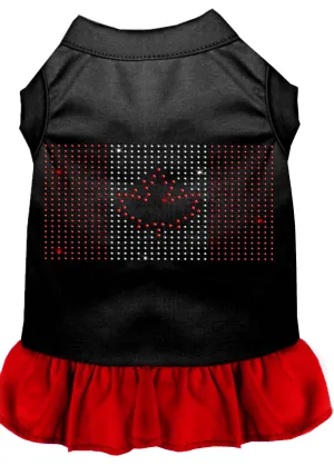 Rhinestone Canadian Flag Dress Black With Red Xxxl