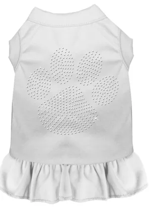 Rhinestone Clear Paw Dress White Xs