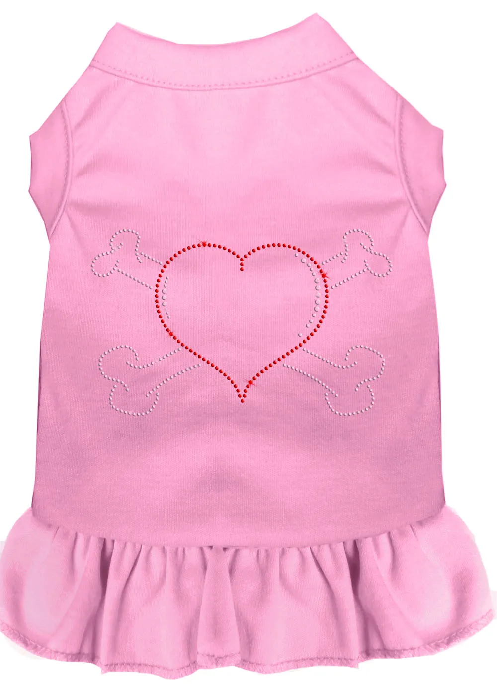 Rhinestone Heart And Crossbones Dress Light Pink Xl
