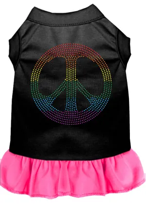 Rhinestone Rainbow Peace Dress Black With Bright Pink Lg