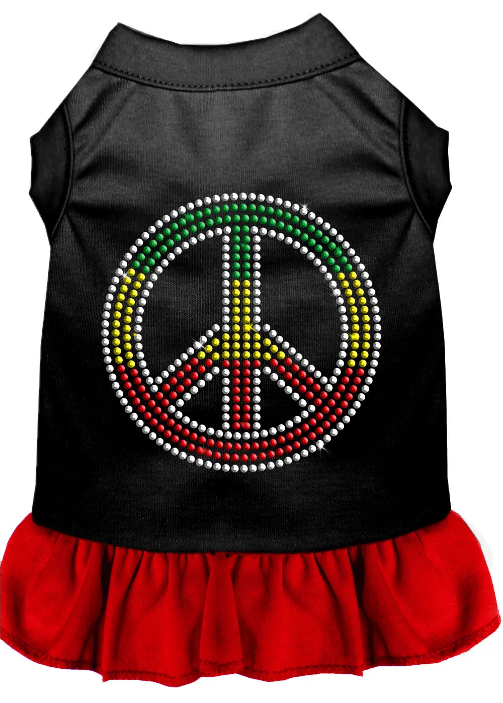 Rhinestone Rasta Peace Dress Black With Red Xs
