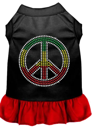 Rhinestone Rasta Peace Dress Black With Red Xs