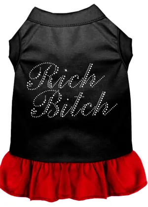 Rhinestone Rich Bitch Dress Black With Red Xxxl