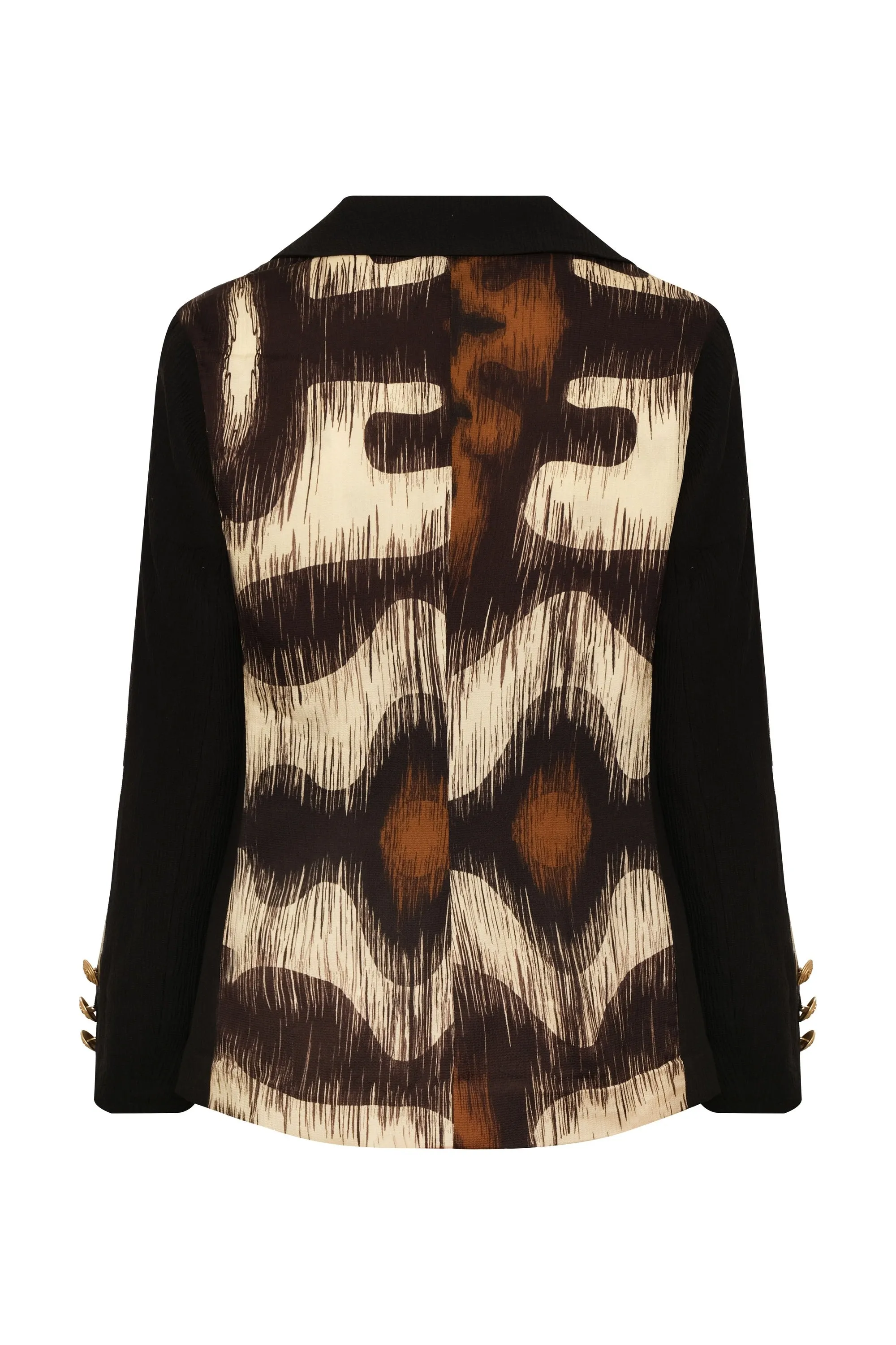 Santo Toms Martellato Silk Blazer / Black - Brown Ikat