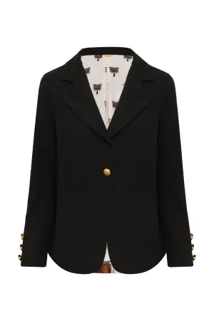 Santo Toms Martellato Silk Blazer / Black - Brown Ikat
