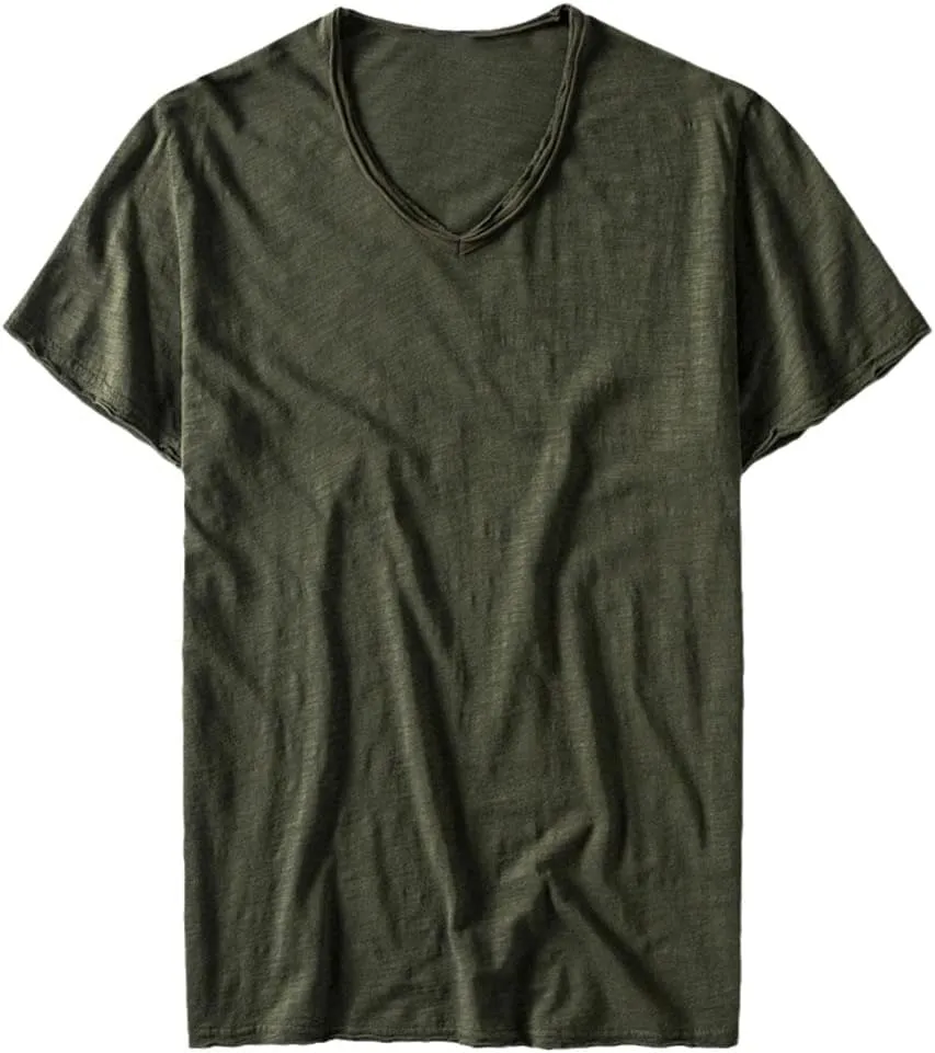 SaoBiiu Summer V-Neck T-Shirt Men Combed Cotton Short Sleeve T Shirt Men's Fitness Undershirt Tops Tees