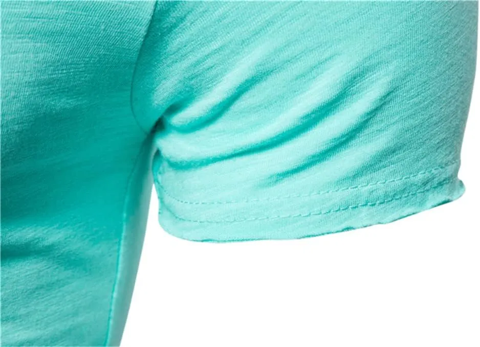 SaoBiiu Summer V-Neck T-Shirt Men Combed Cotton Short Sleeve T Shirt Men's Fitness Undershirt Tops Tees