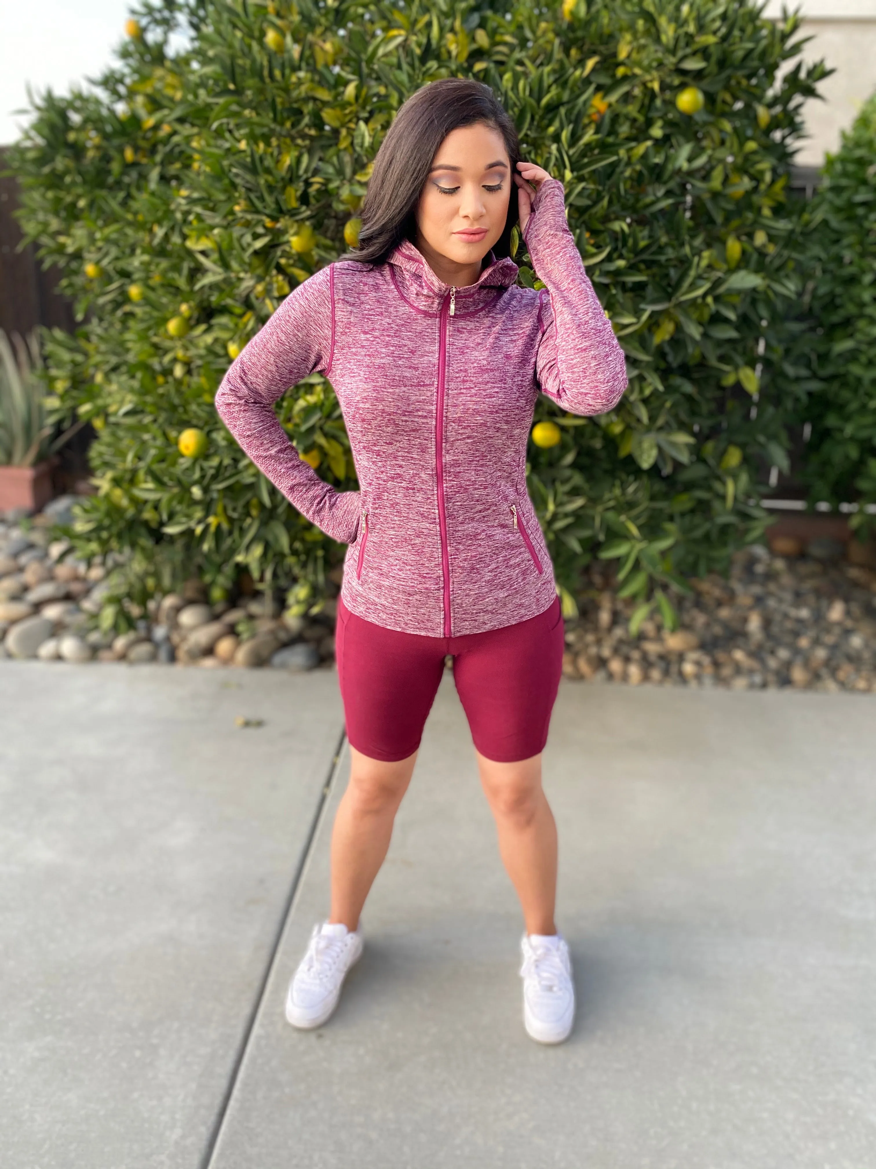 Seamless Knit Active Jacket (burgundy)