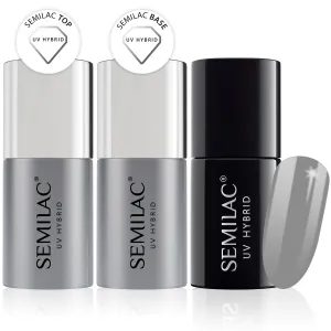 Semilac Base   Top   105 Stylish Grey UV Gel Polish Set