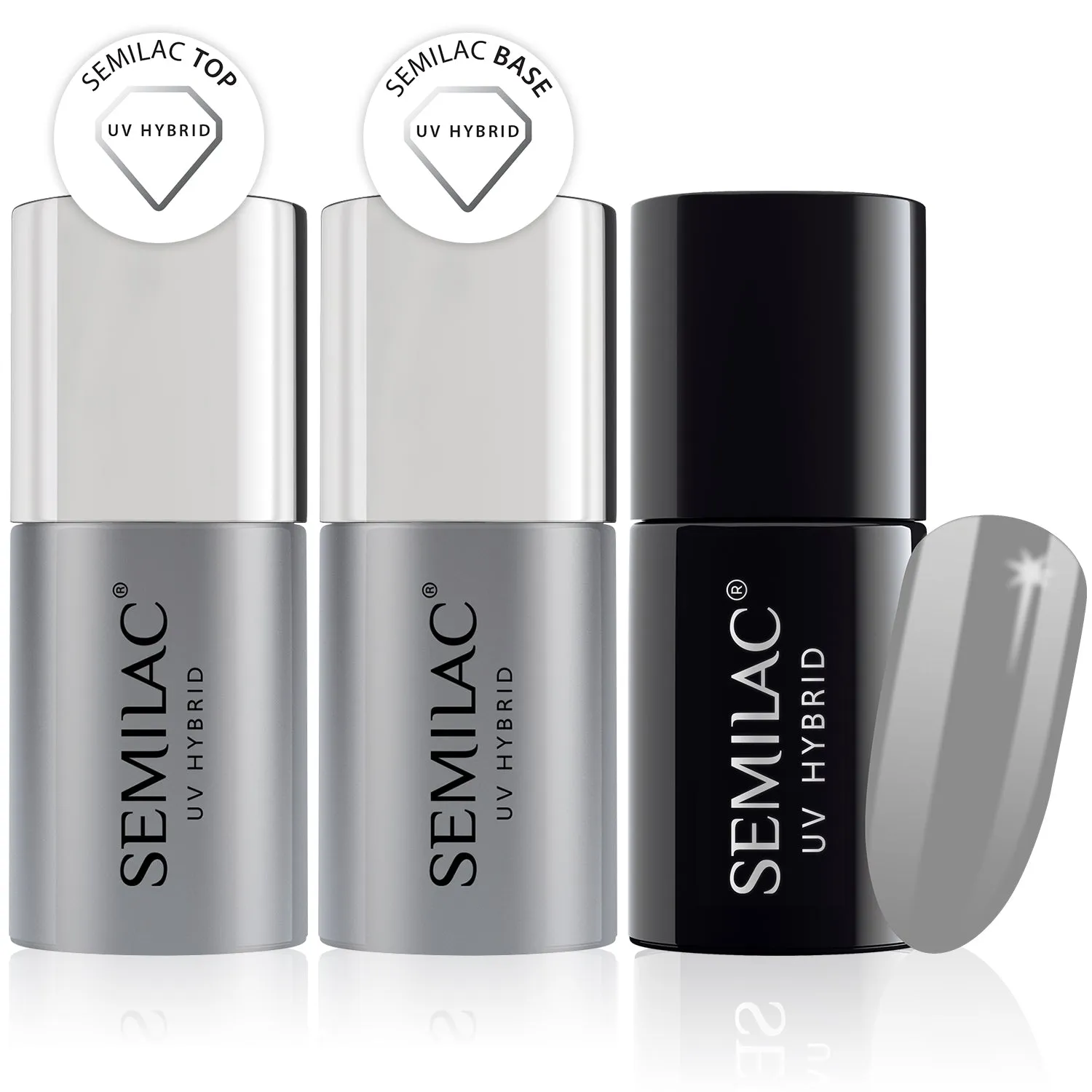 Semilac Base   Top   105 Stylish Grey UV Gel Polish Set