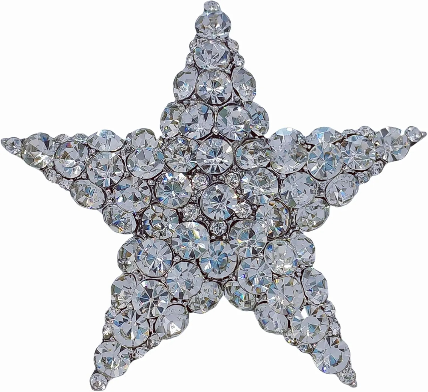Shiny 5-Point Star Clear Crystal Rhinestone Brooch Pin Wedding Party Accessory
