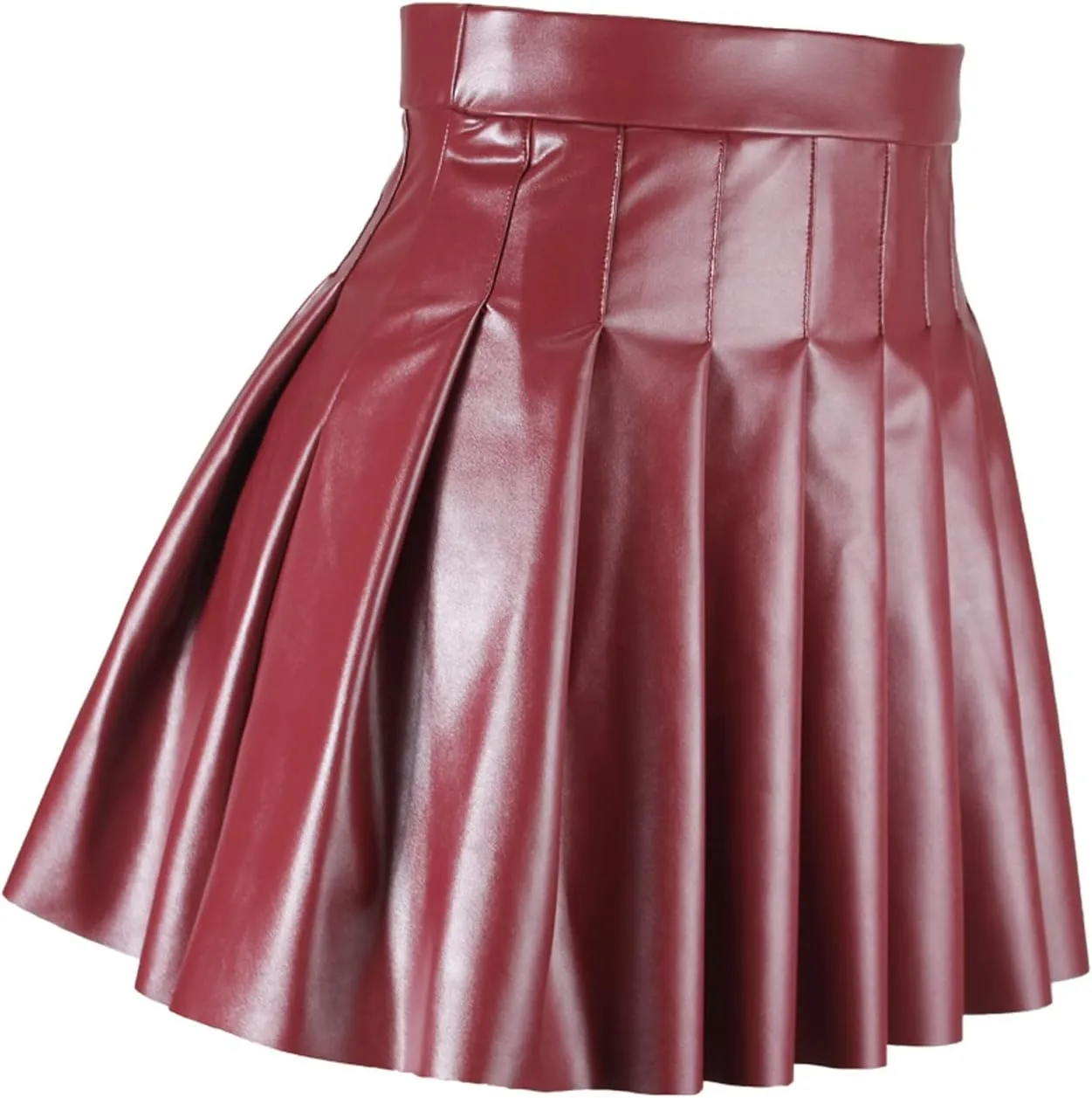Skirt Pleated Elegant Waist High Skirt Short Leather Women's Solid Skirt Pleated Midi Skirt Plaid