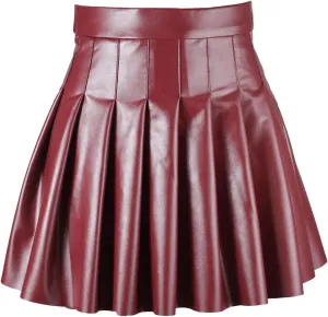 Skirt Pleated Elegant Waist High Skirt Short Leather Women's Solid Skirt Pleated Midi Skirt Plaid