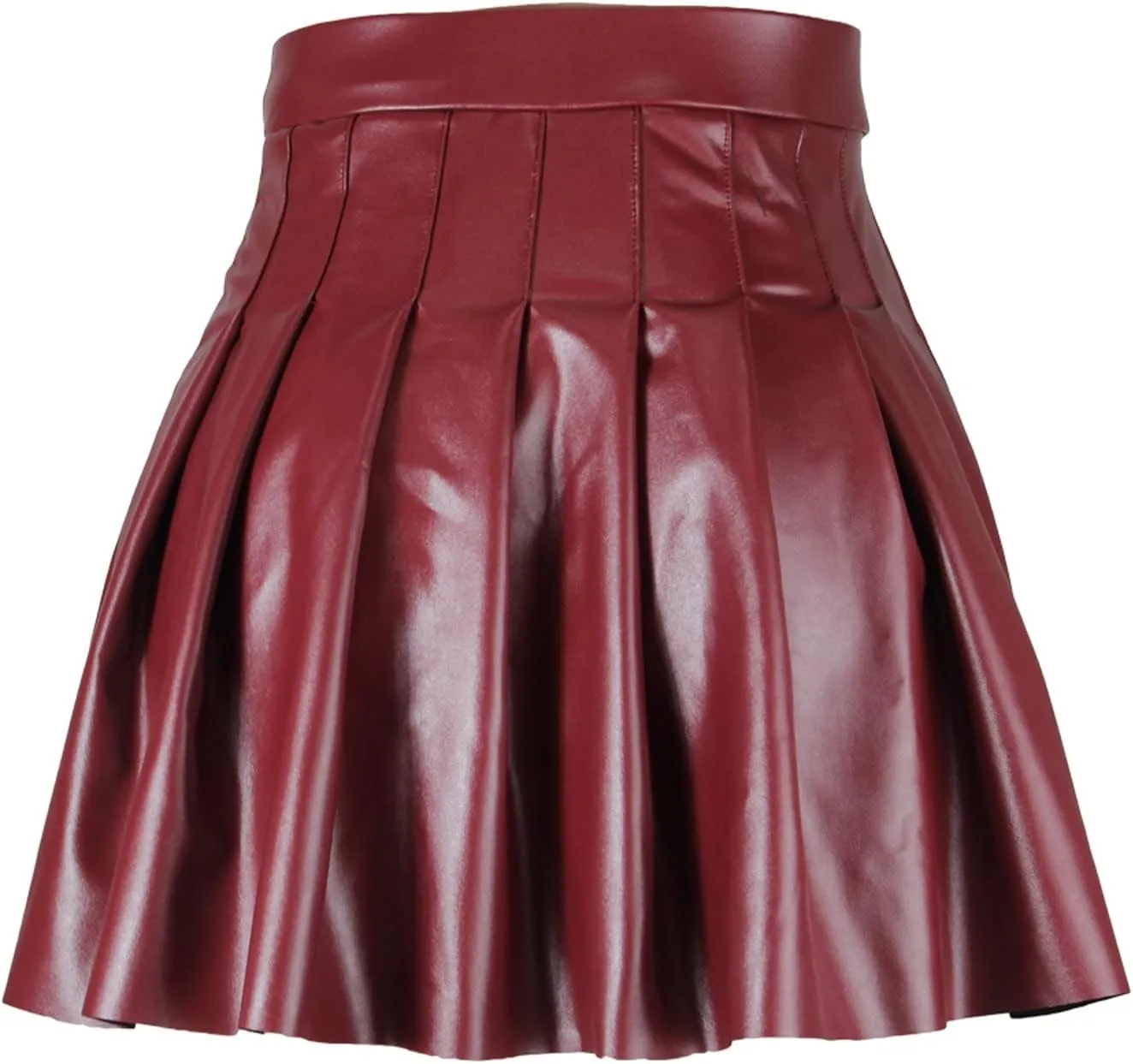 Skirt Pleated Elegant Waist High Skirt Short Leather Women's Solid Skirt Pleated Midi Skirt Plaid