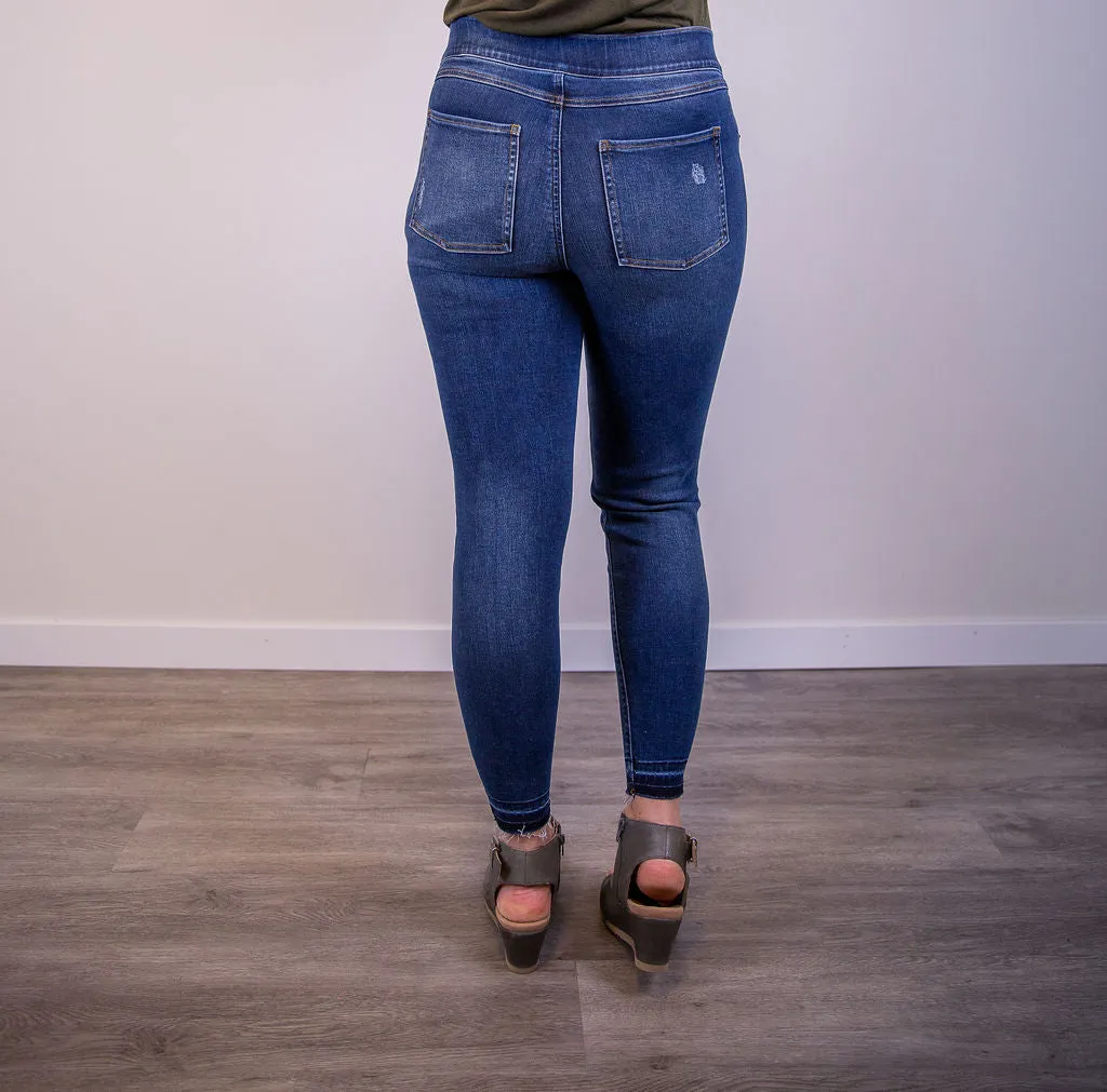 Spanx Distressed Skinny Jeans - Medium Wash