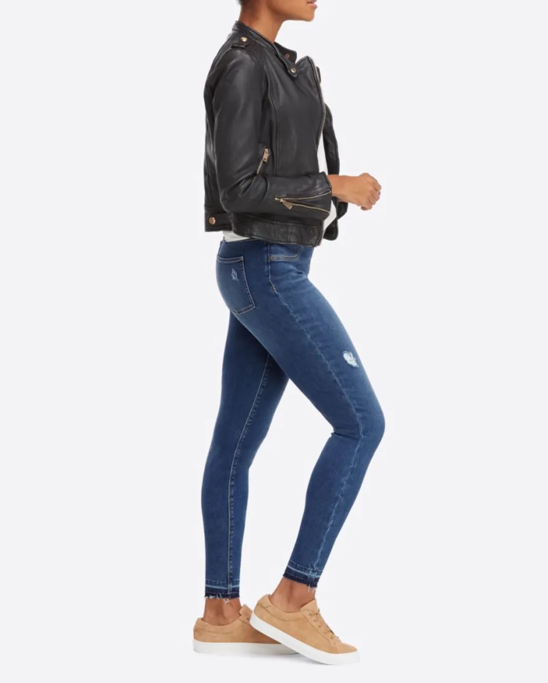 Spanx Distressed Skinny Jeans - Medium Wash