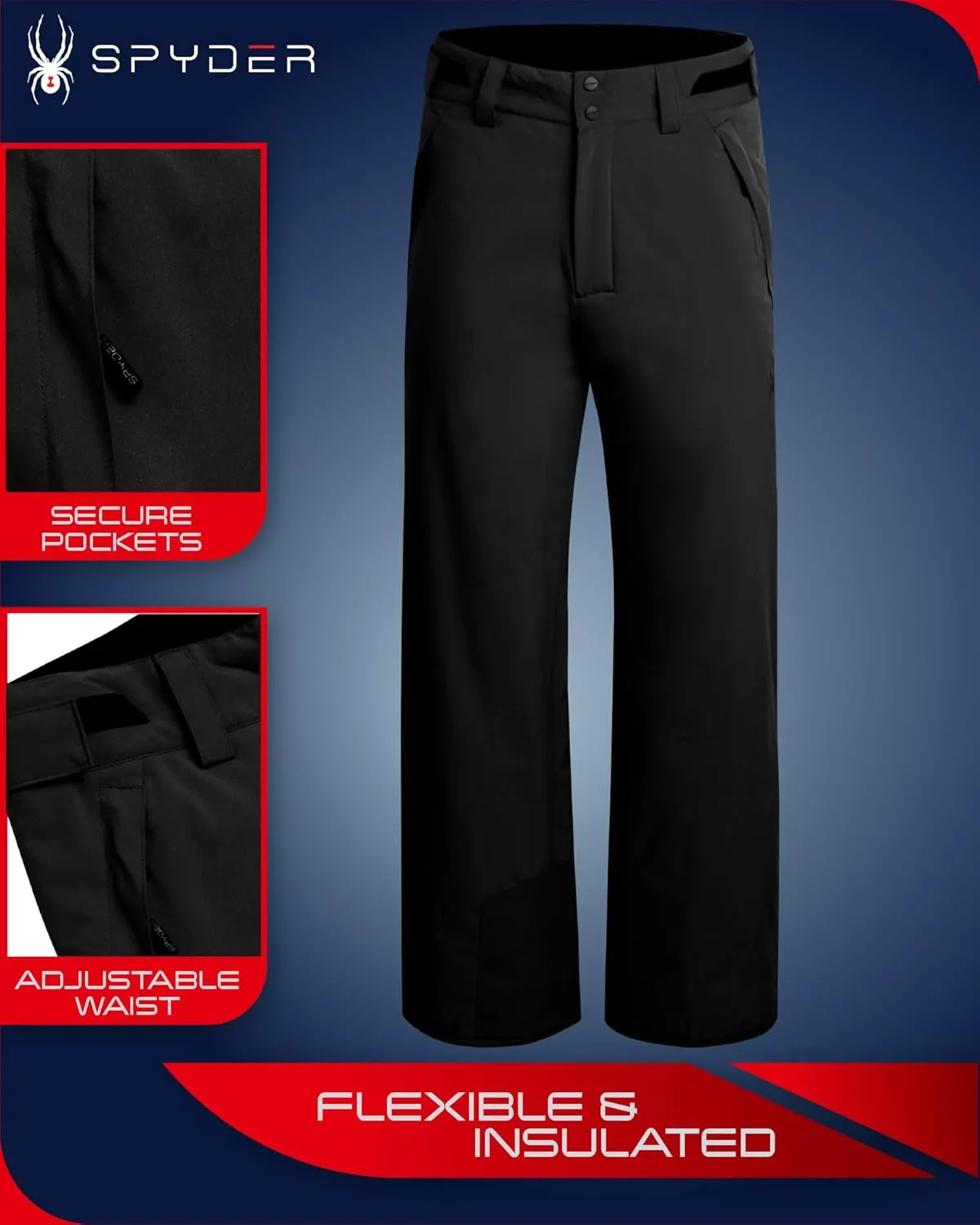 Spyder Men's Snow Pants - High-Performance Comfort Stretch Insulated Ski Pants - Cozy Winter Pants for Men (S-XXL)