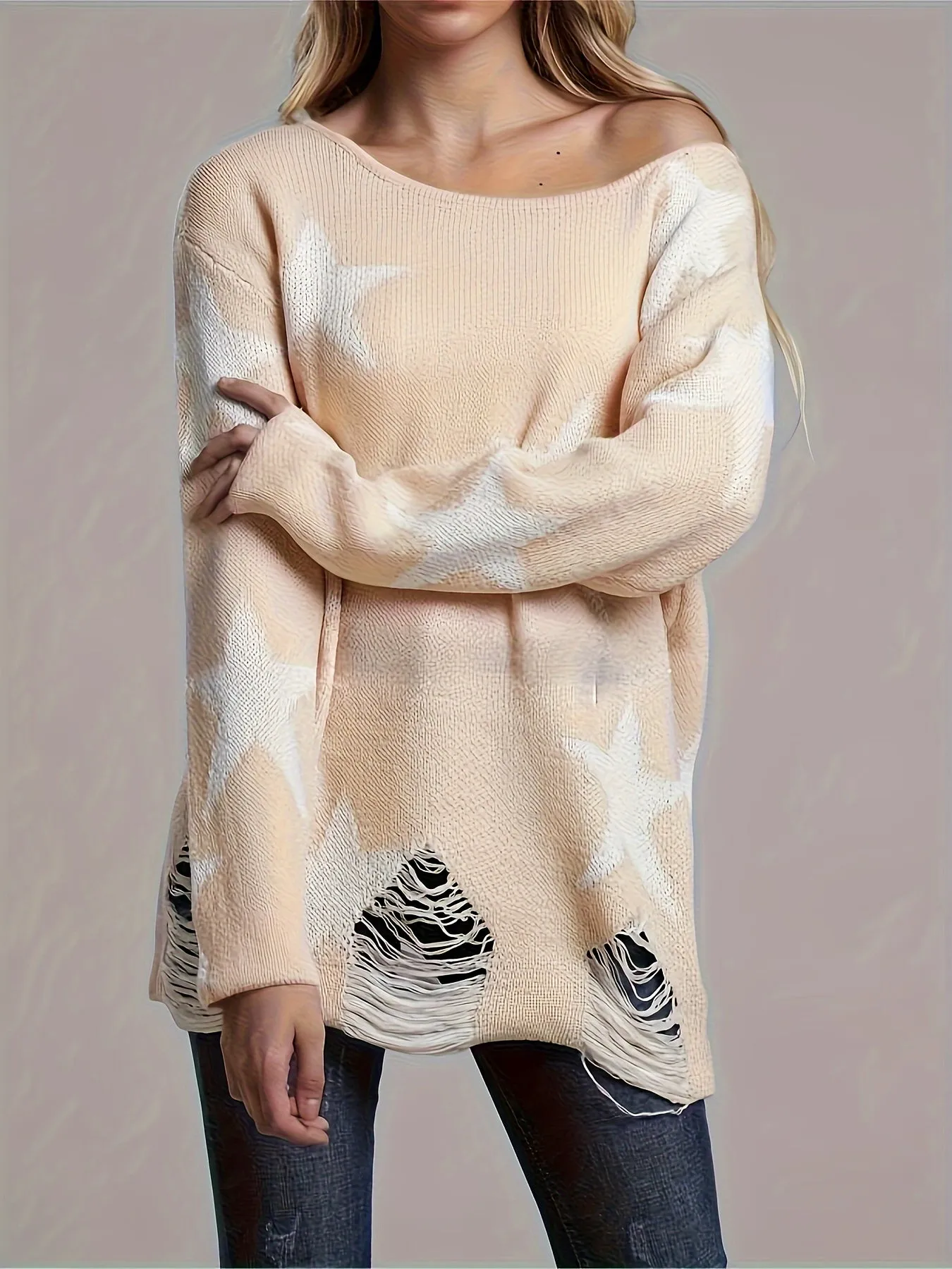 Starry Knit Sweater Casual Stylish Womens Clothing
