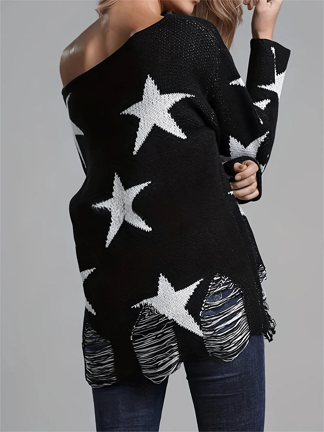 Starry Knit Sweater Casual Stylish Womens Clothing