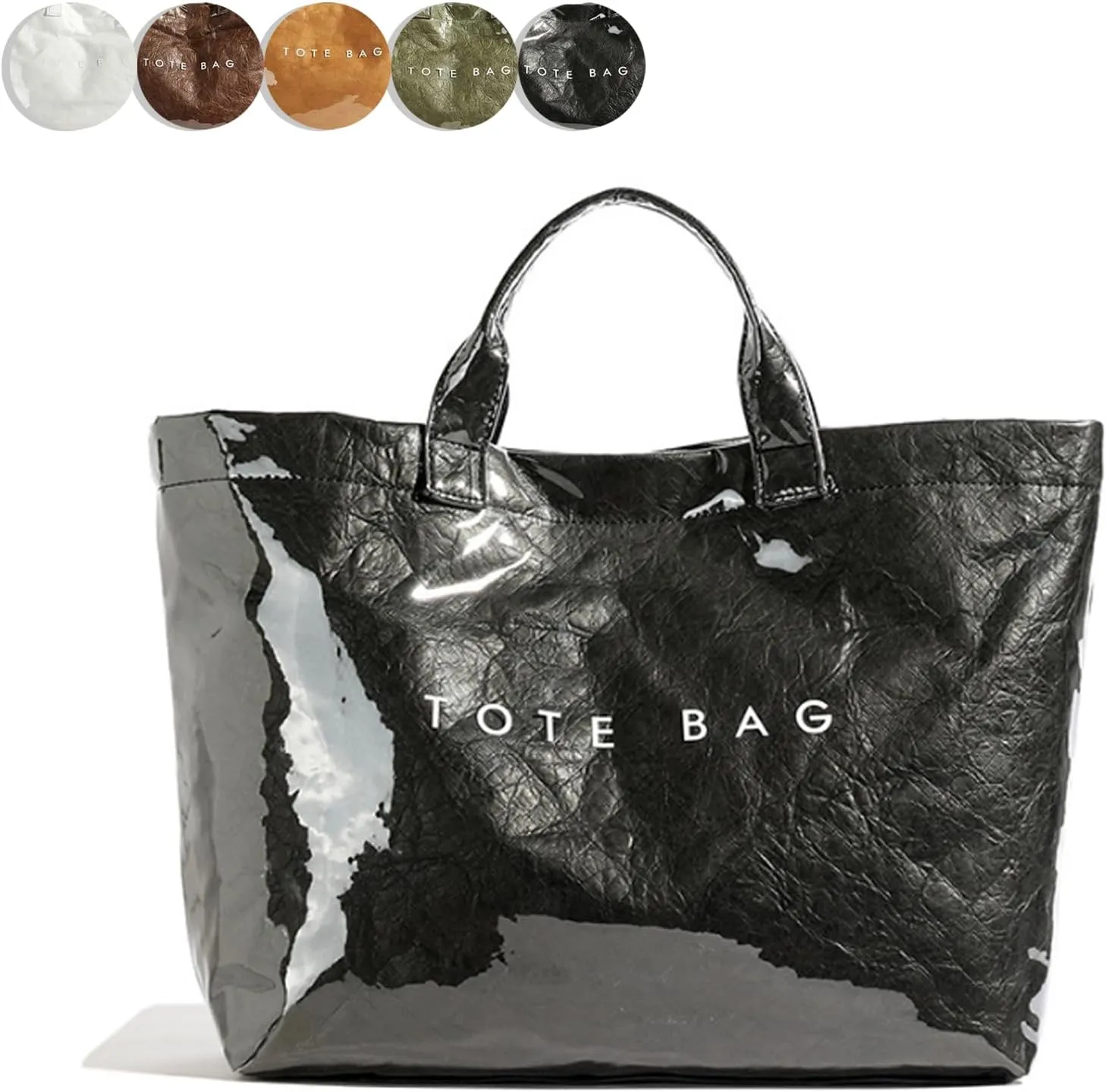 Stellaya Womens Letters Print Tote Bag with PVC Tote Bag Medium Tote Bag for Women PVC Kraft Paper Tote Bag