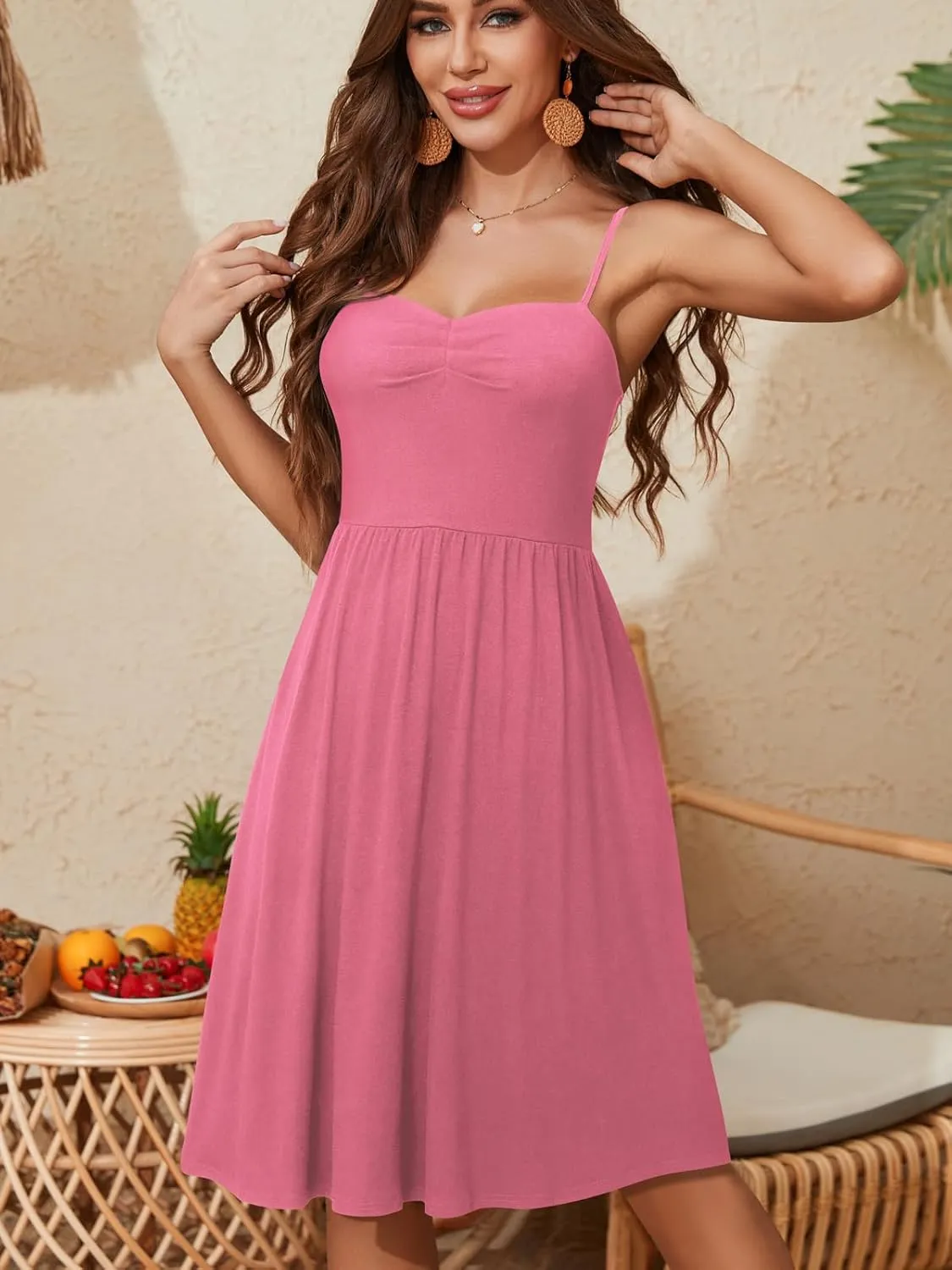 Sundresses for Women 2025 with Pockets Sleeveless Spaghetti Strap Aline Summer Dresses