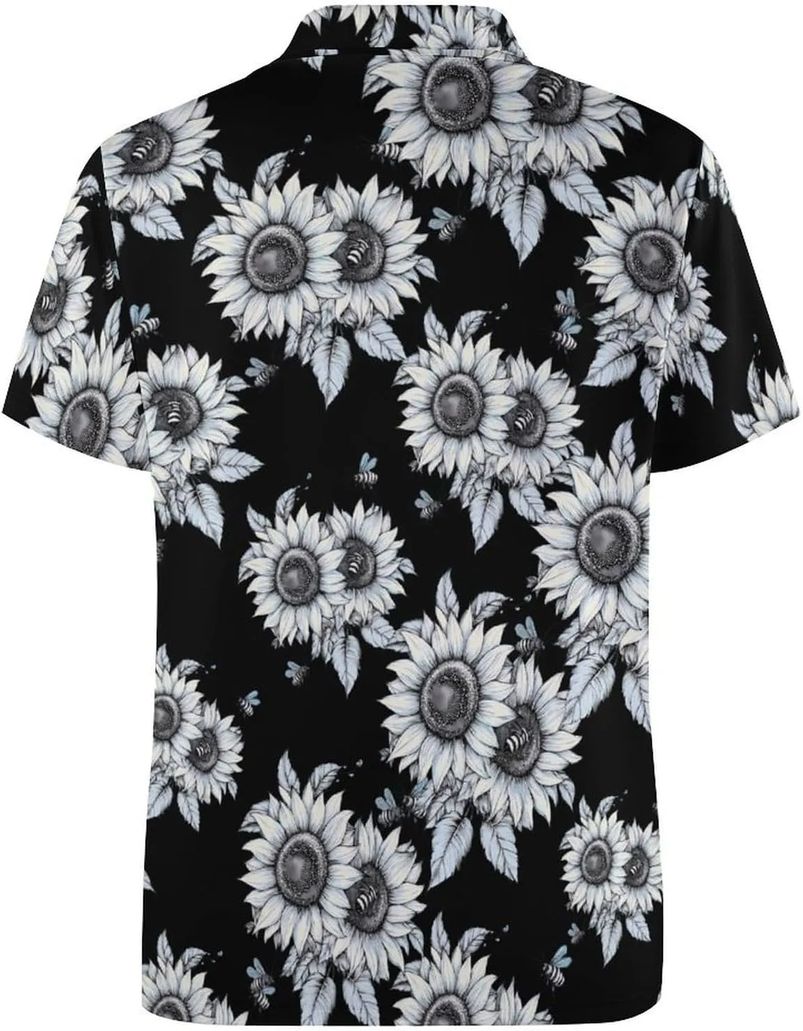 Sunflowers And Bees Mens Polo Shirts Quick Dry Short Sleeve T-shirts Slim Tennis Collared Tees Tops