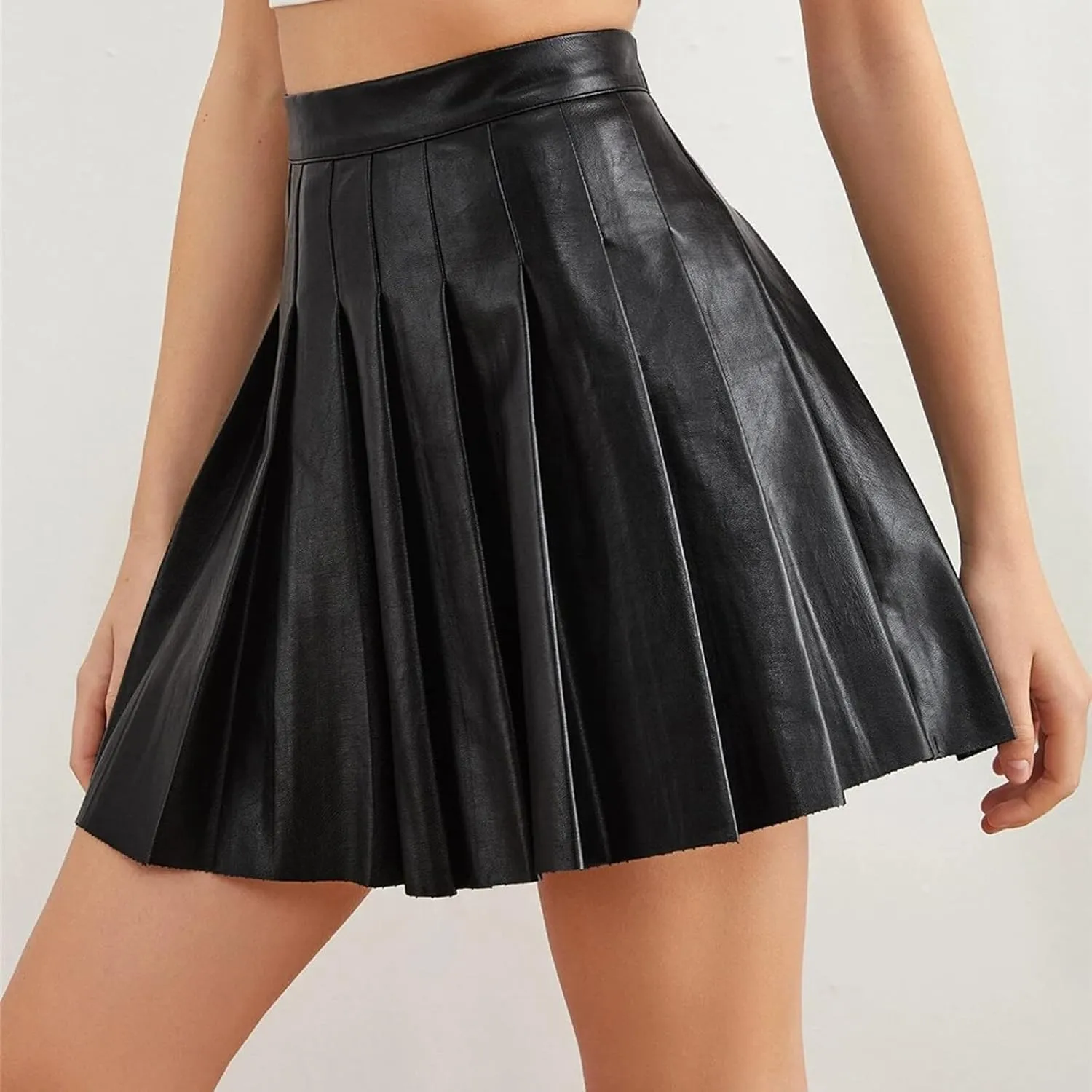 Swim Cover up Skirt Pleated Skirt Waist High Leather Skirt Short Elegant Solid Women's Skirt Skirts for Women