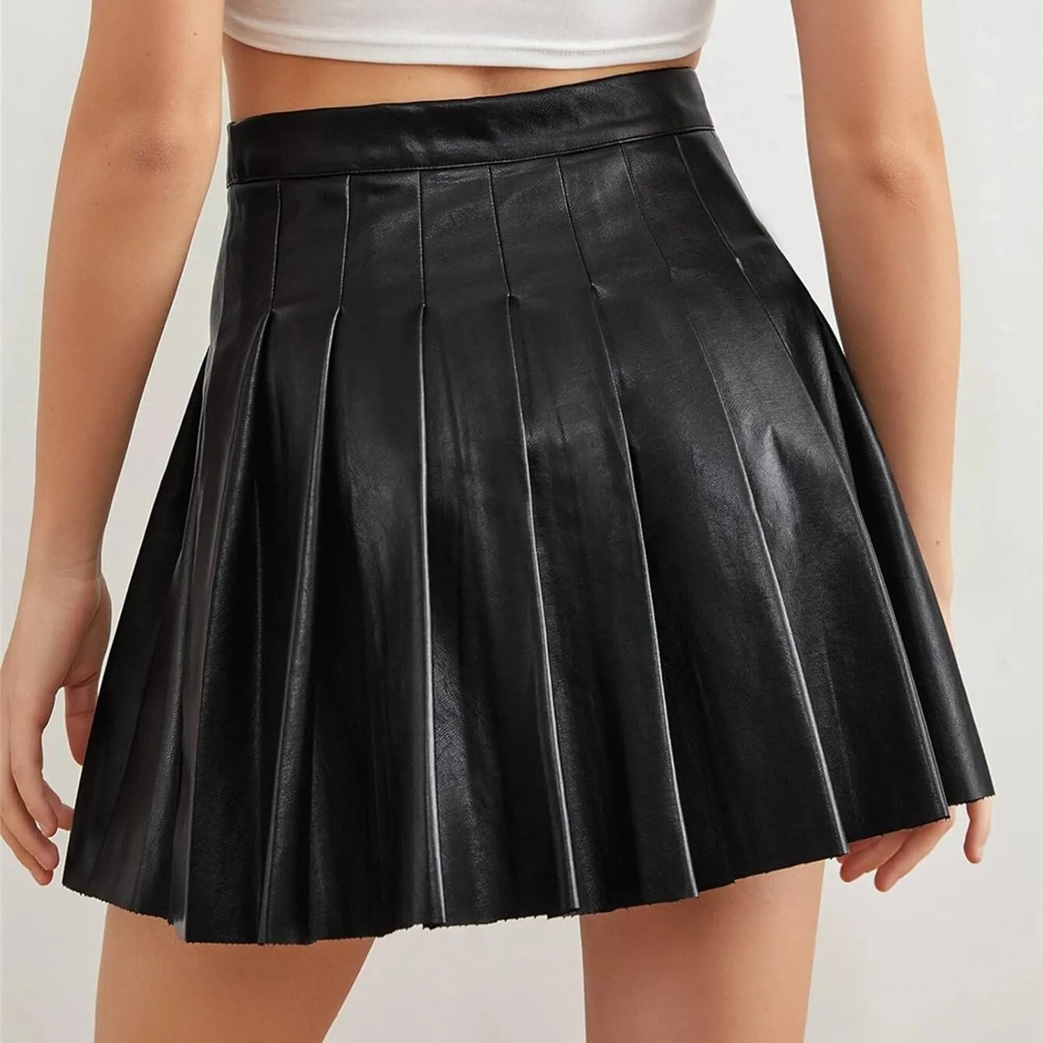 Swim Cover up Skirt Pleated Skirt Waist High Leather Skirt Short Elegant Solid Women's Skirt Skirts for Women