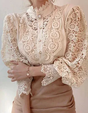 Sylis | Elegant Floral Lace Turtleneck Shirt