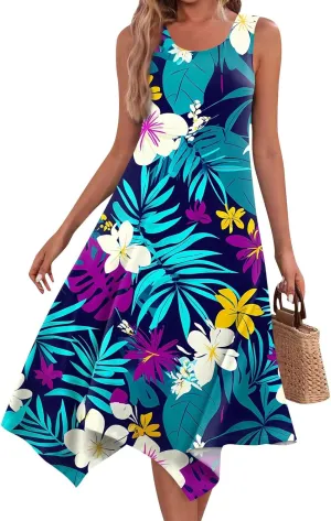 Tanks Spring Sundress Ladie's Plus Size Skiing Printing Dress Ladies Looses Crewneck Cozy Dresses