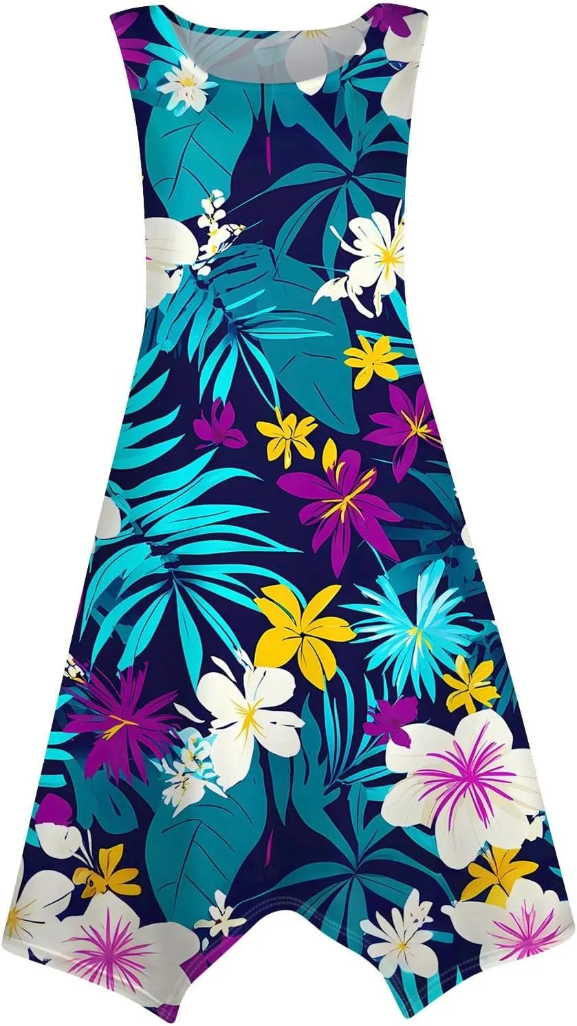 Tanks Spring Sundress Ladie's Plus Size Skiing Printing Dress Ladies Looses Crewneck Cozy Dresses