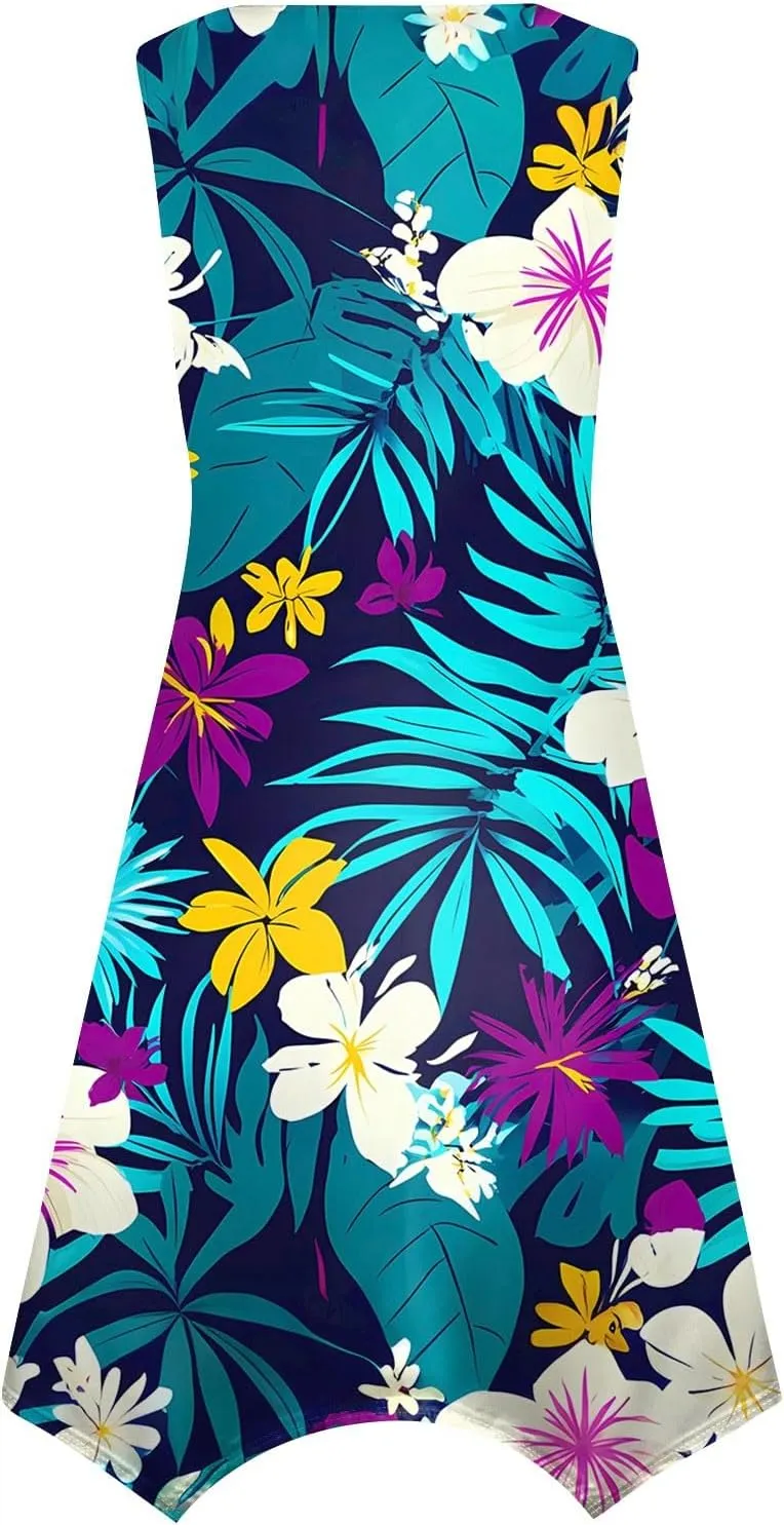 Tanks Spring Sundress Ladie's Plus Size Skiing Printing Dress Ladies Looses Crewneck Cozy Dresses