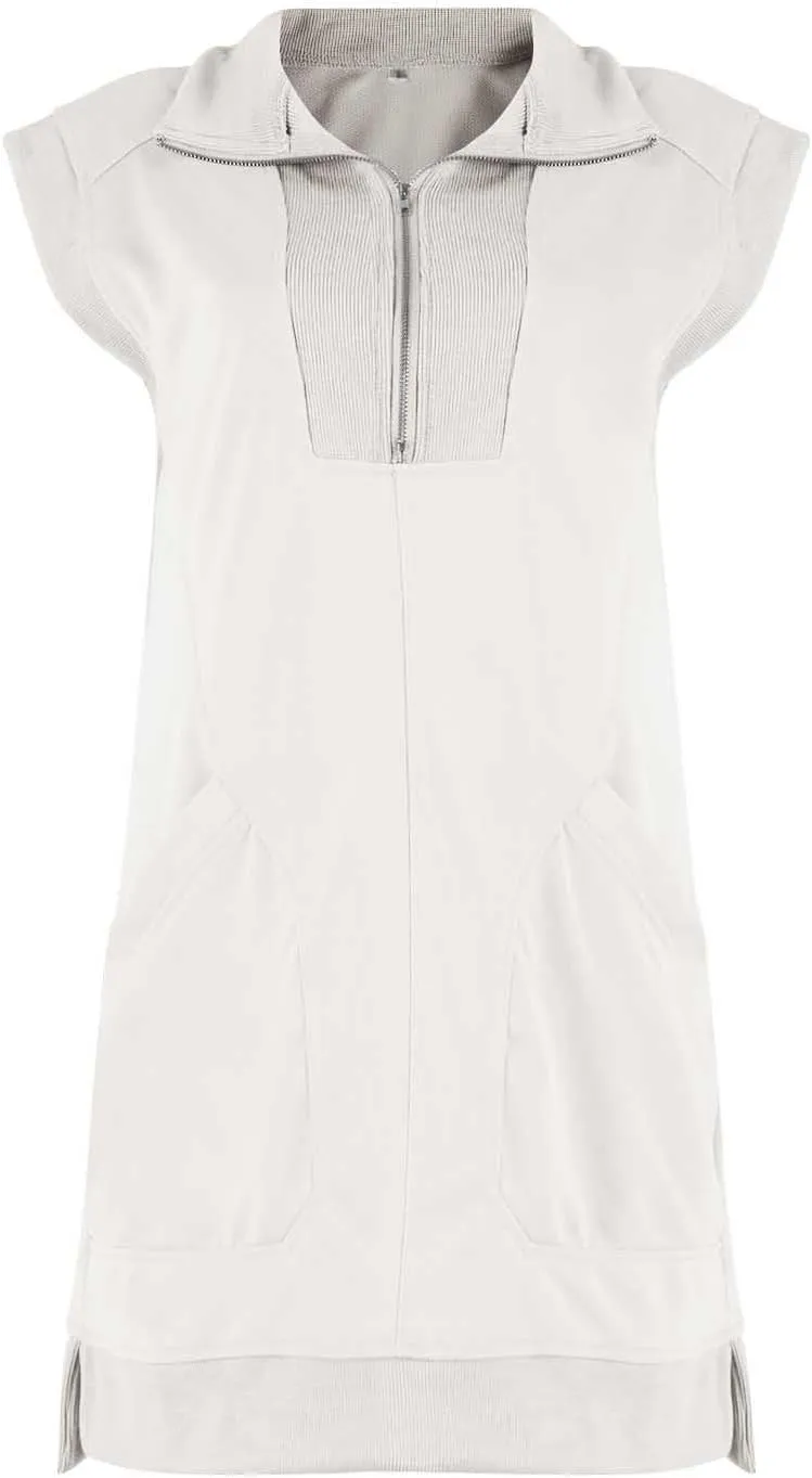 Tennis Dresses for Women 2024 Half Zip Summer Sweatshirts Plus Size Casual Solid Pullover Tees Long Tops with Pocket