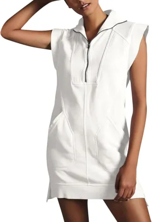 Tennis Dresses for Women 2024 Half Zip Summer Sweatshirts Plus Size Casual Solid Pullover Tees Long Tops with Pocket