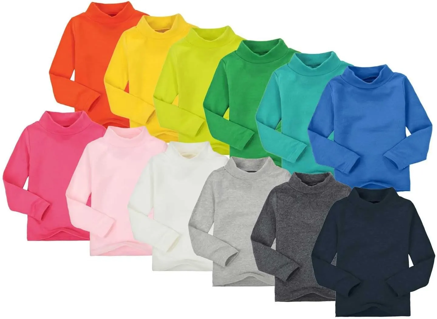 Toddler Turtleneck Tee Cotton Long Sleeve Pullover Top for Boys Girls | Soft Unisex Undershirt Kids Casual Solid T-Shirt