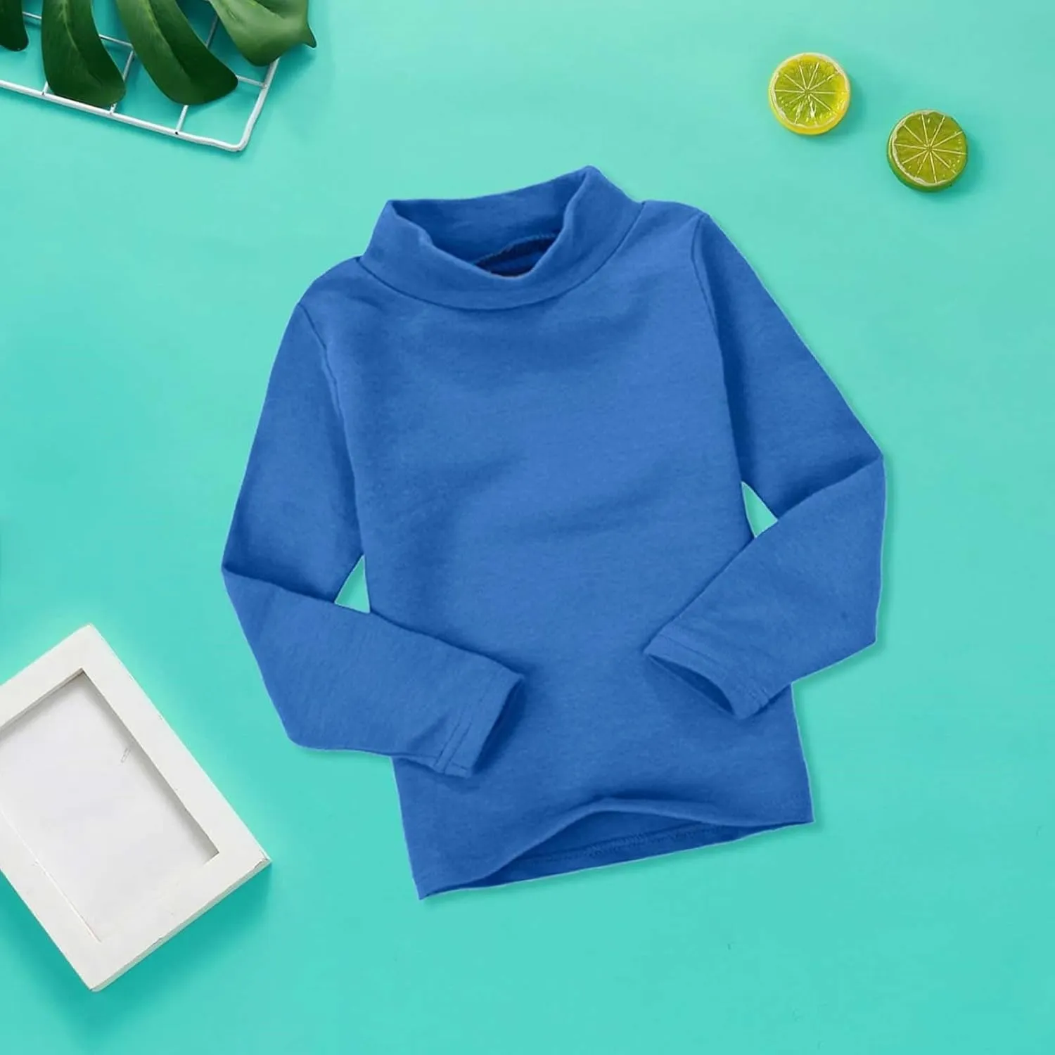 Toddler Turtleneck Tee Cotton Long Sleeve Pullover Top for Boys Girls | Soft Unisex Undershirt Kids Casual Solid T-Shirt
