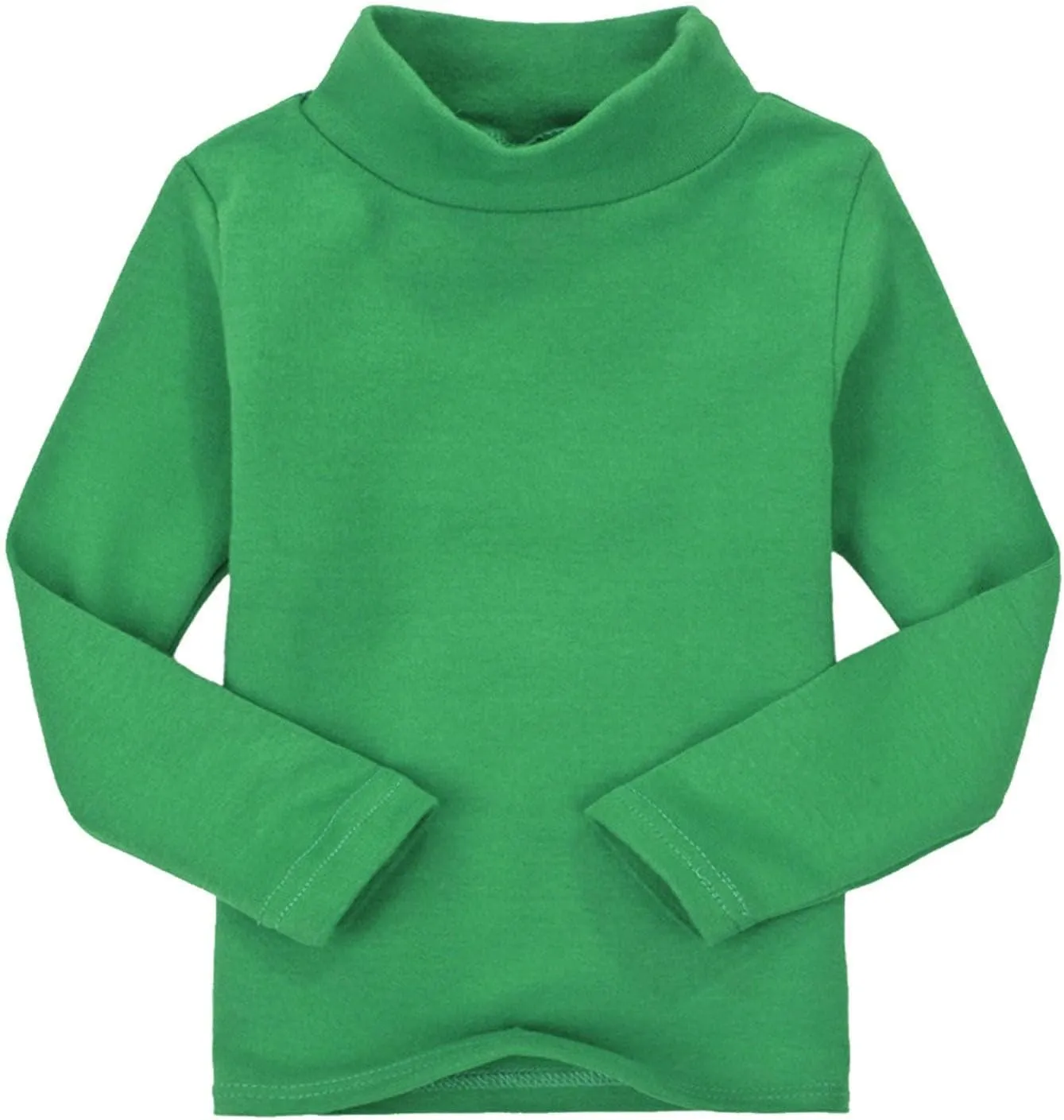 Toddler Turtleneck Tee Cotton Long Sleeve Pullover Top for Boys Girls | Soft Unisex Undershirt Kids Casual Solid T-Shirt
