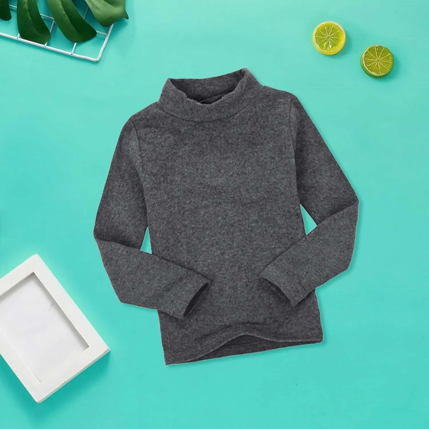 Toddler Turtleneck Tee Cotton Long Sleeve Pullover Top for Boys Girls | Soft Unisex Undershirt Kids Casual Solid T-Shirt