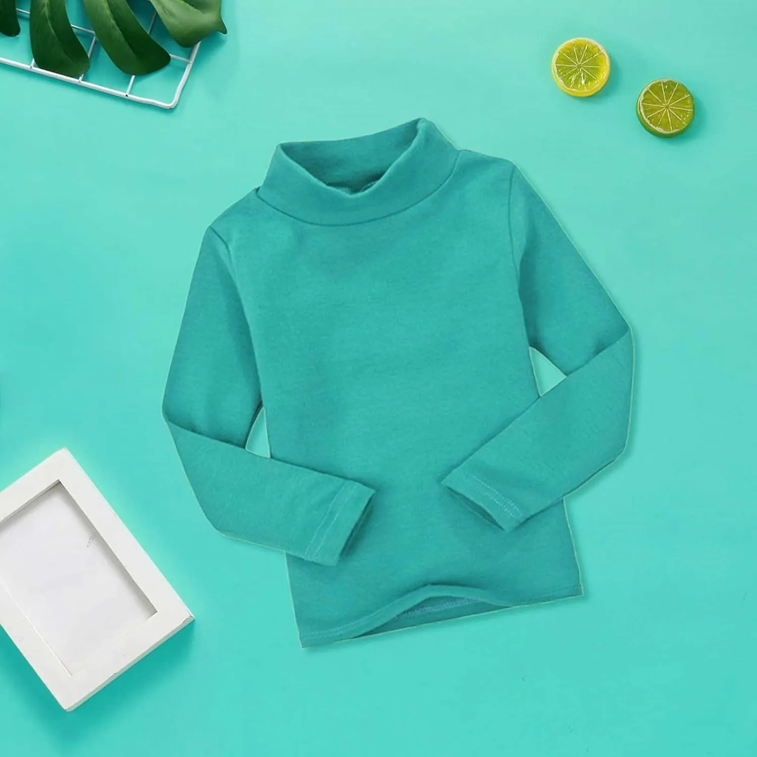 Toddler Turtleneck Tee Cotton Long Sleeve Pullover Top for Boys Girls | Soft Unisex Undershirt Kids Casual Solid T-Shirt