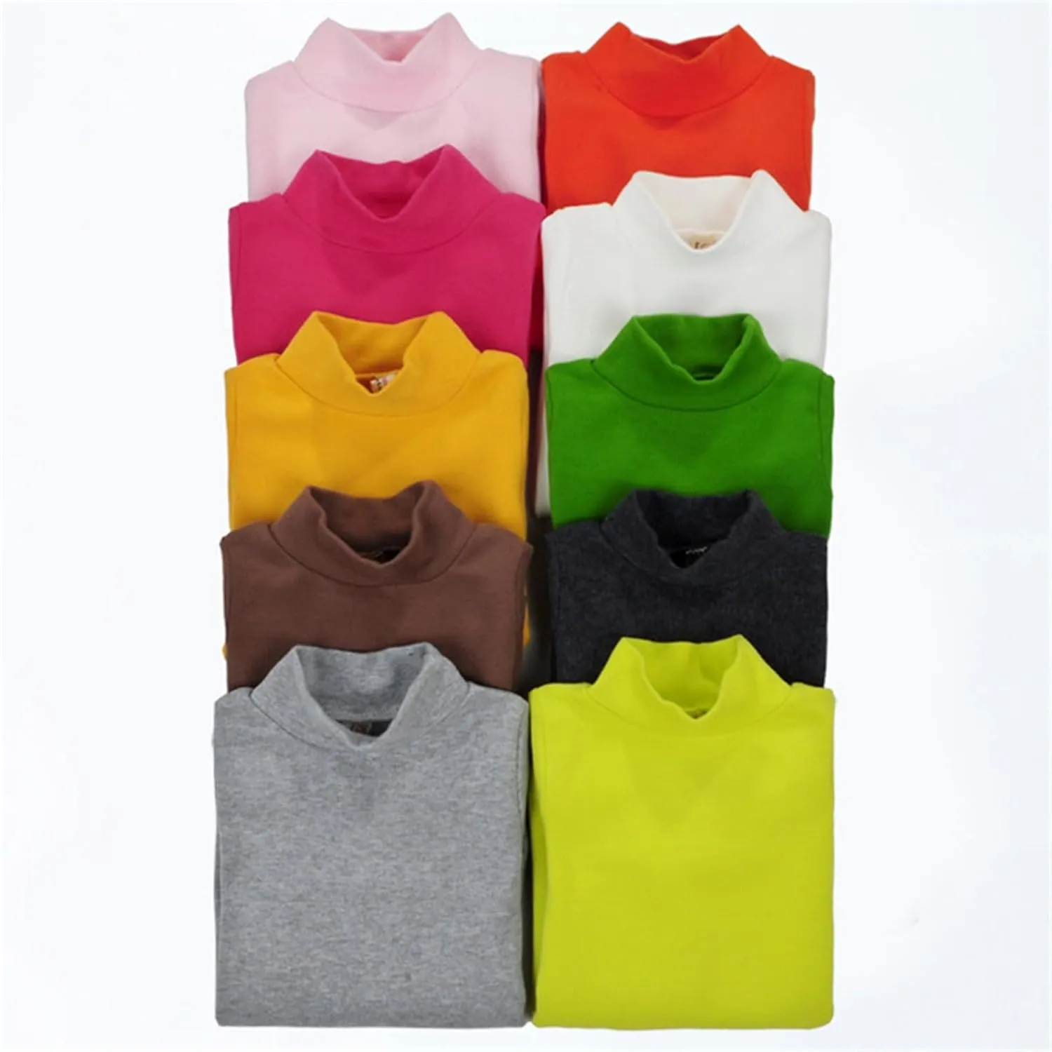 Toddler Turtleneck Tee Cotton Long Sleeve Pullover Top for Boys Girls | Soft Unisex Undershirt Kids Casual Solid T-Shirt