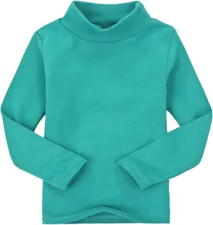 Toddler Turtleneck Tee Cotton Long Sleeve Pullover Top for Boys Girls | Soft Unisex Undershirt Kids Casual Solid T-Shirt