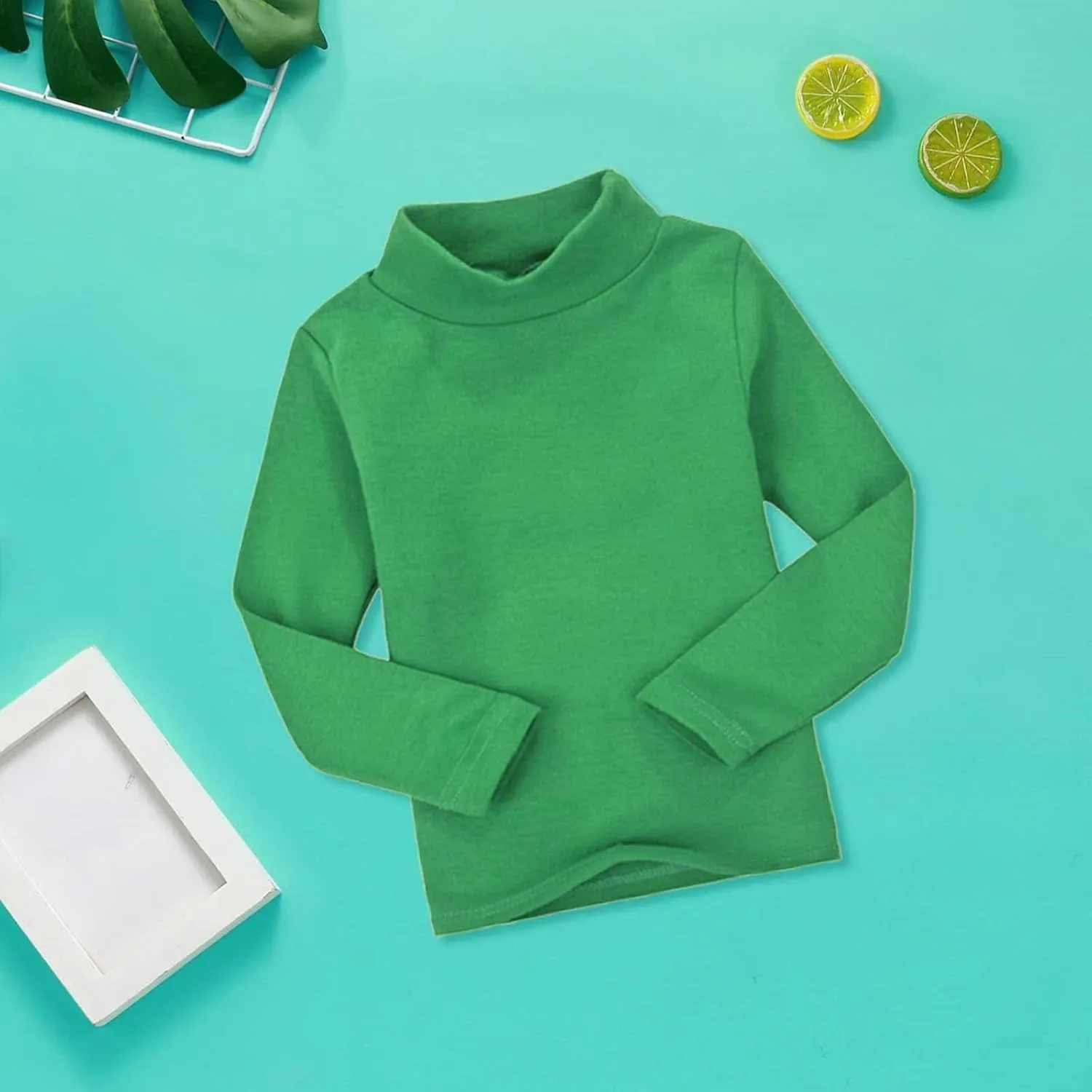 Toddler Turtleneck Tee Cotton Long Sleeve Pullover Top for Boys Girls | Soft Unisex Undershirt Kids Casual Solid T-Shirt