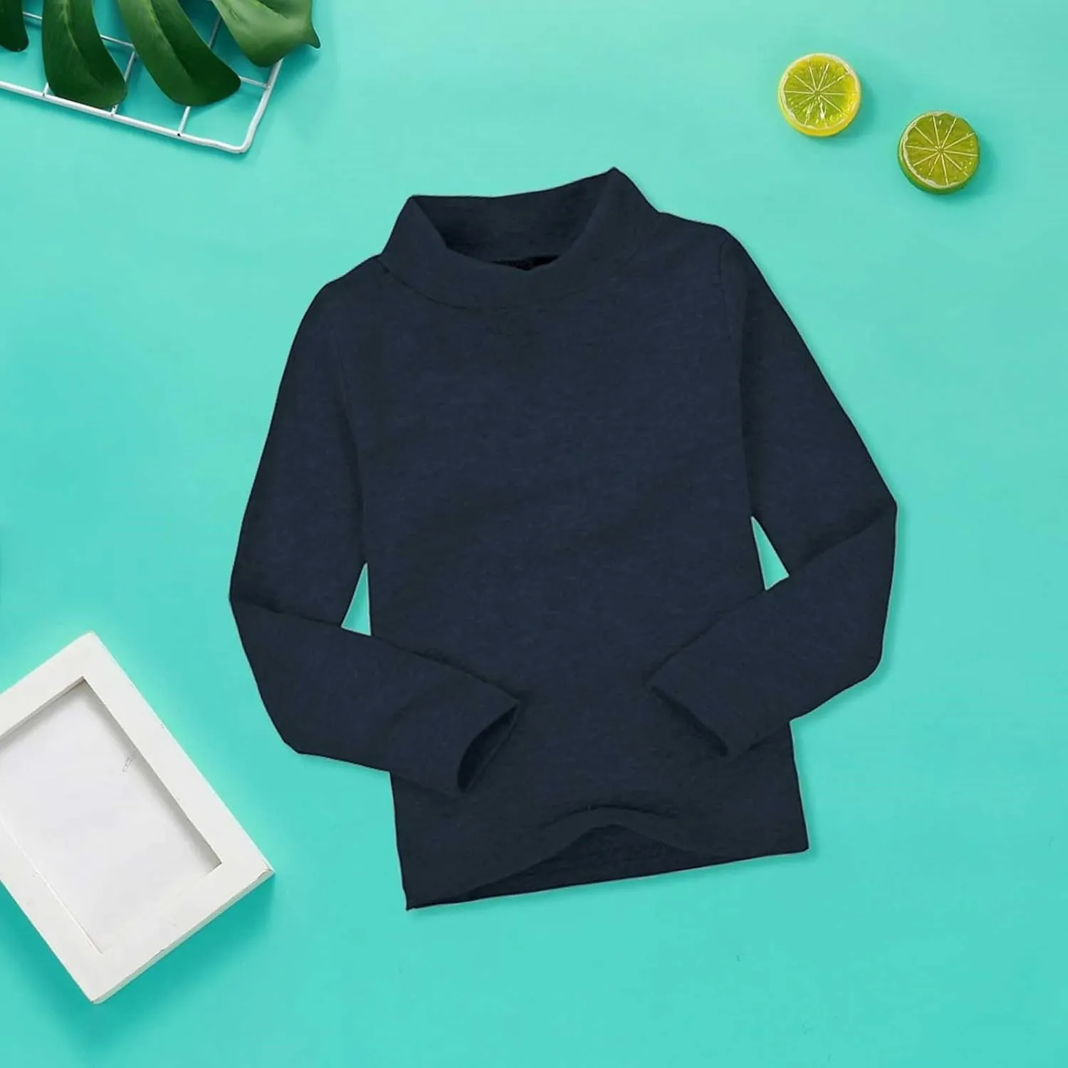 Toddler Turtleneck Tee Cotton Long Sleeve Pullover Top for Boys Girls | Soft Unisex Undershirt Kids Casual Solid T-Shirt