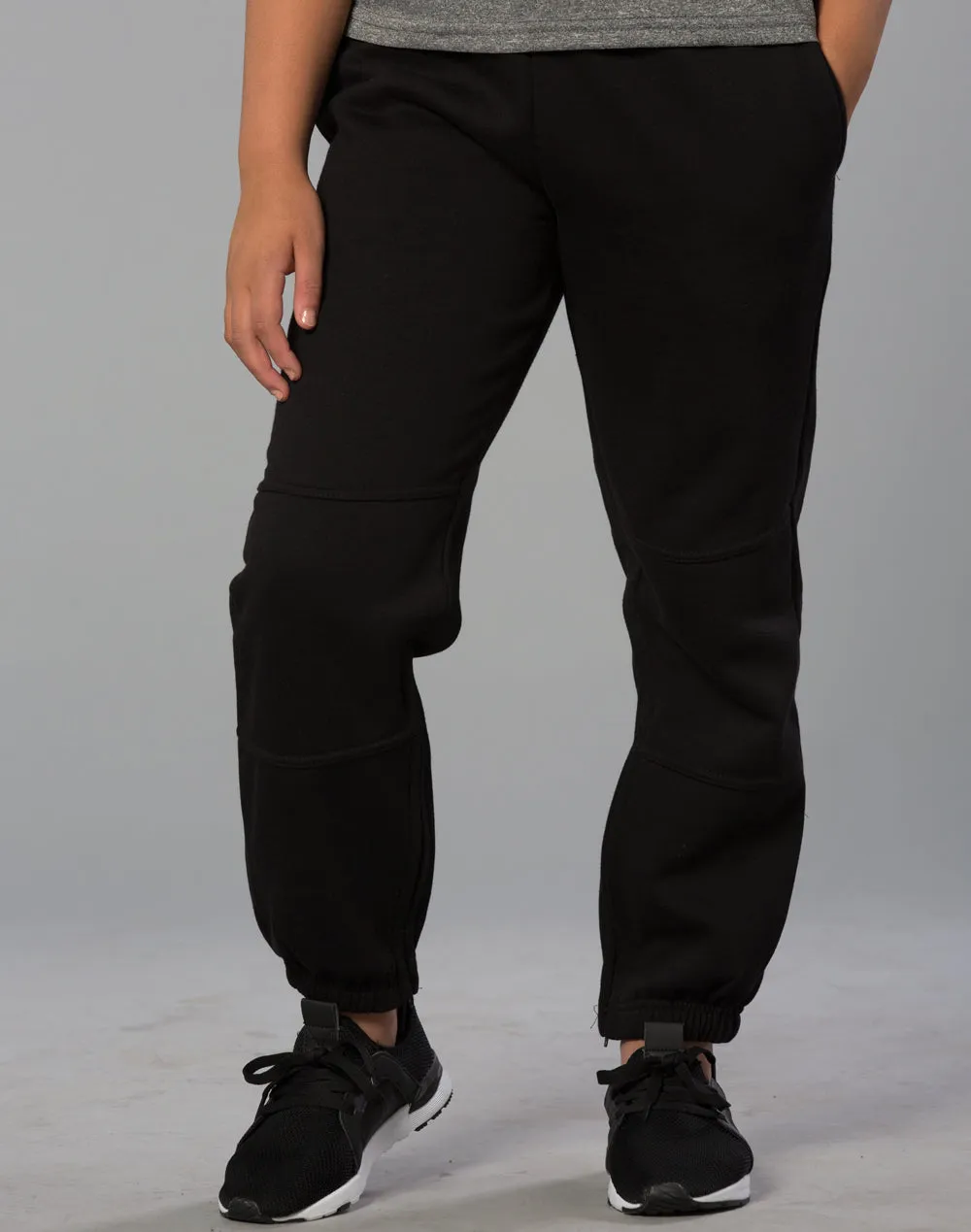 [TP01K] Kid's fleecy trackpants with Zip, Cuffs and knee padding