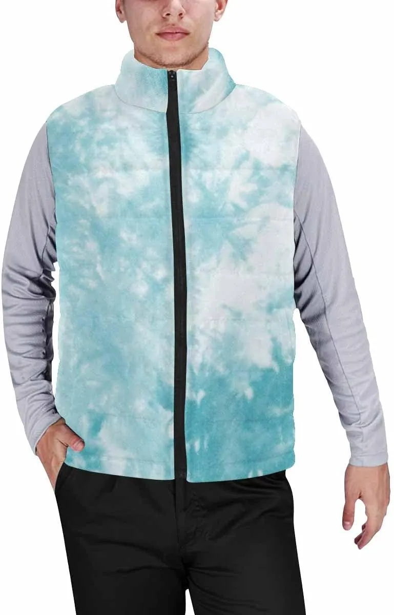 Travel Vest Orange Tie-Dye Stripe Men Puffer Vest Fashion Casual Zipper Collar Sleeveless Padded Vest Top Features