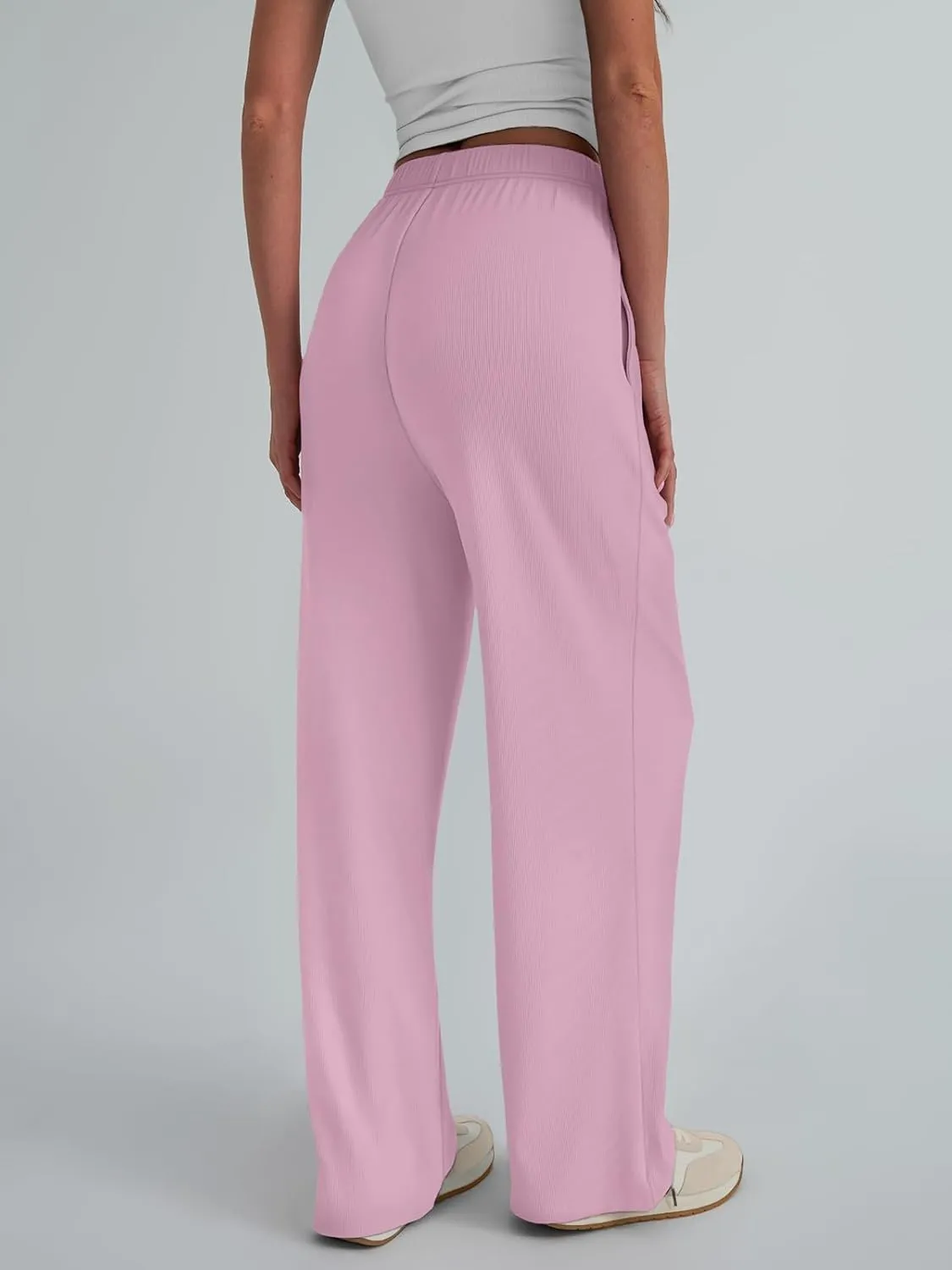 Trendy Queen Womens Wide Leg Pants Sweatpants Comfy Lounge Baggy Flowy Ribbed Pajama Pants Fall Fashion Clothes Outfits 2025